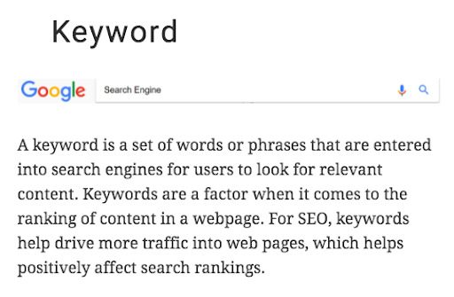 Snippet Of The Definition Of The Word "Keyword"