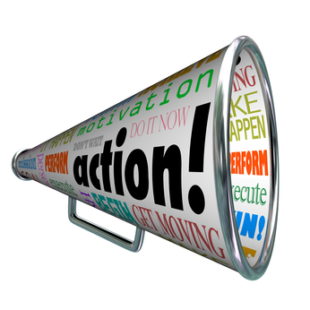 Action Words Bullhorn Megaphone Motivation Mission