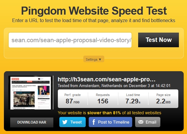 God and You Pingdom Speed Test before