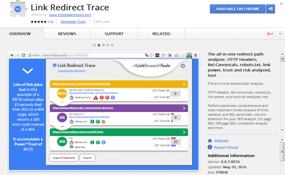 link redirect trace chrome extension 1