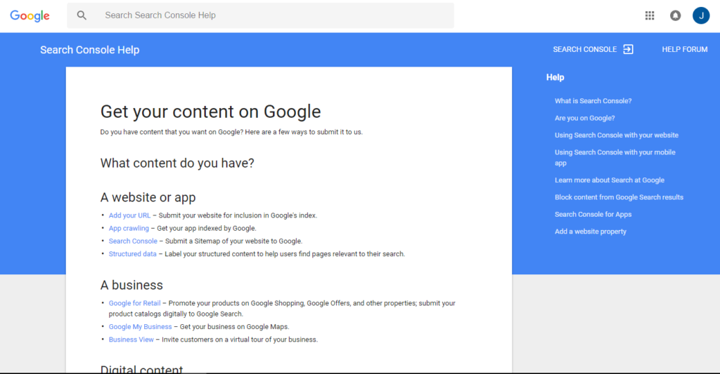 submit your content to Google for indexing