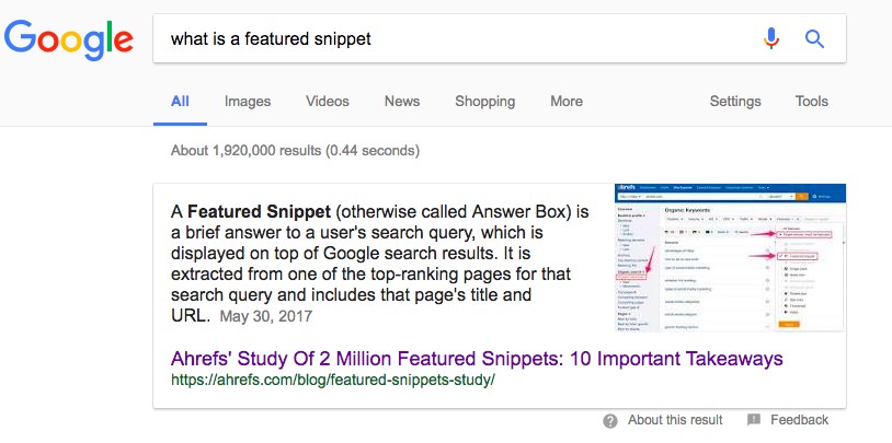 featured snippet definition 