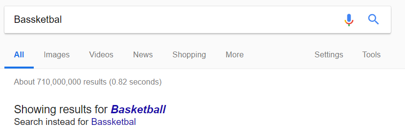 Incorrect search term