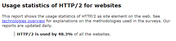 Usage statistics for http2 websites