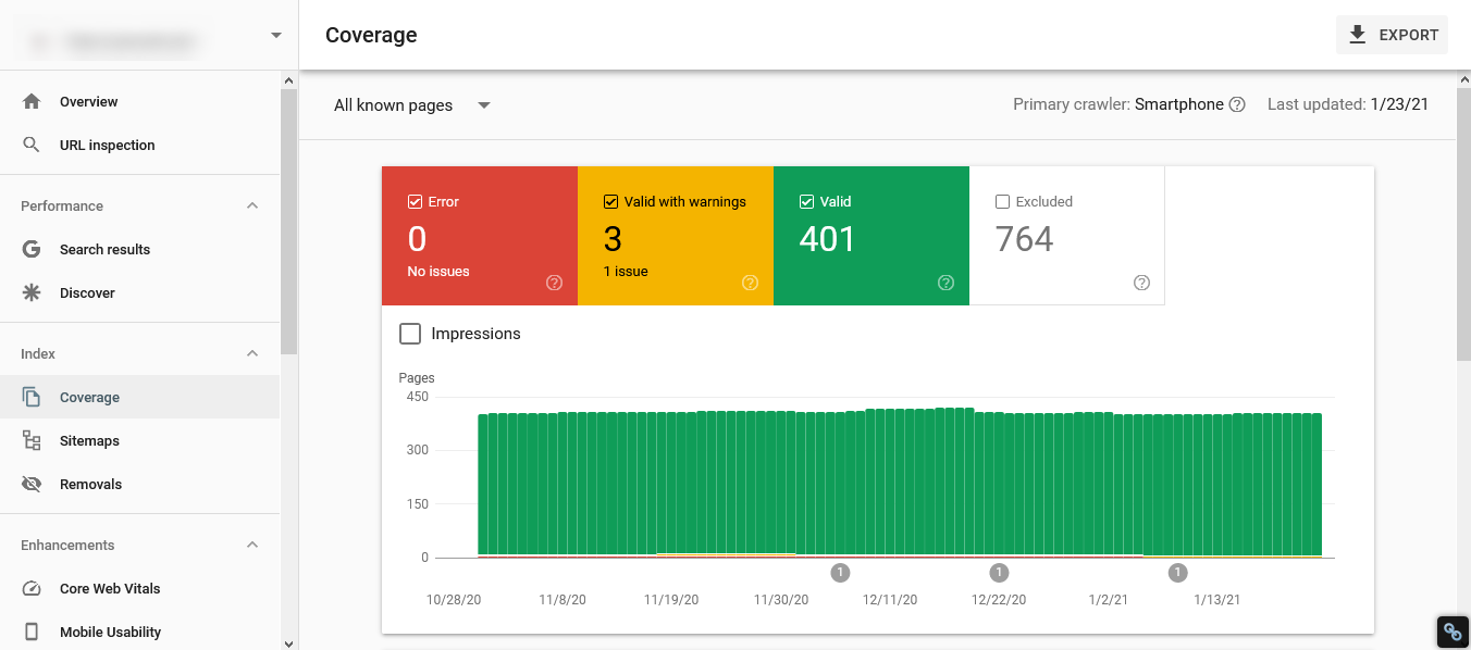 search console index coverage report
