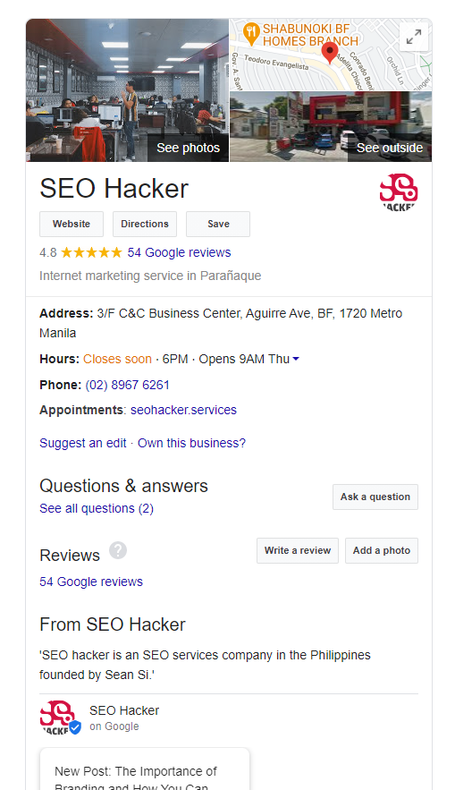hacker SEO google mon profil d'entreprise
