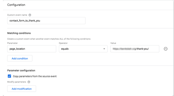Configurar la configuración de eventos de Google Analytics 4