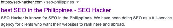 Google Page Title Update On SEO Hacker's LP