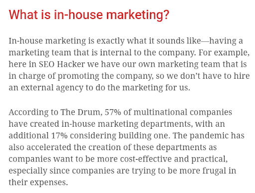 what is in-house marketing