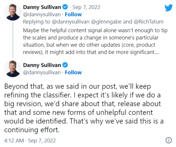 Google’s Danny Sullivan talking about Google's Helpful Content Update