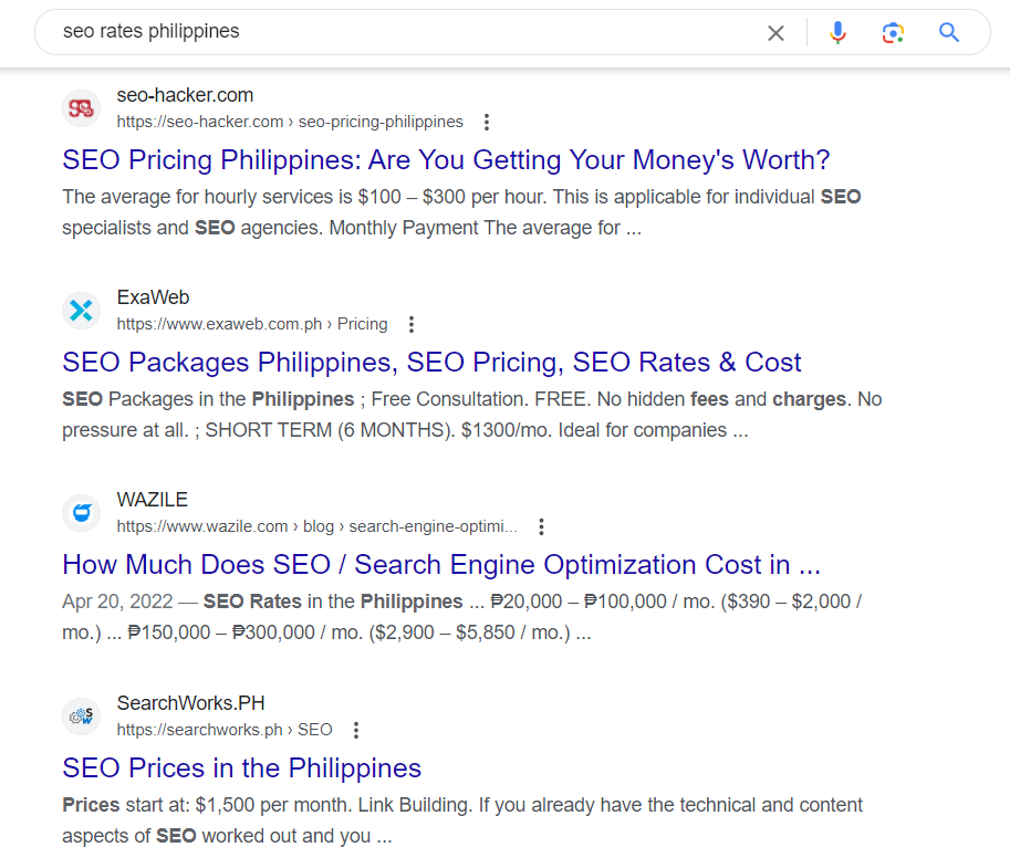 نتایج جستجو برای نرخ سئو فیلیپین