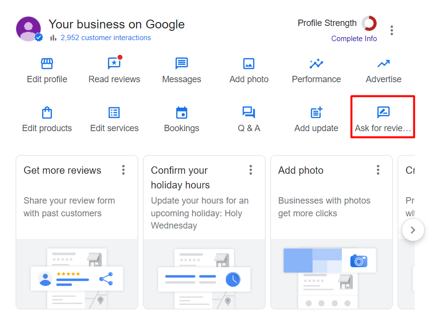 Google My Business dashboard