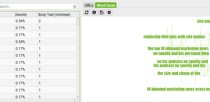 n-grams analysis on screamingfrog 20