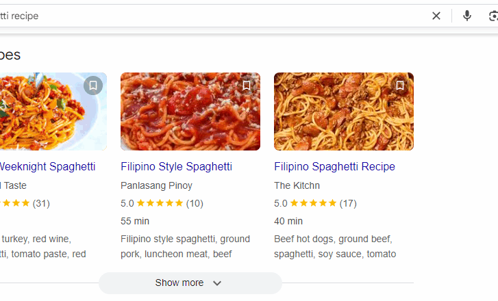 Échantillon de schéma de recette