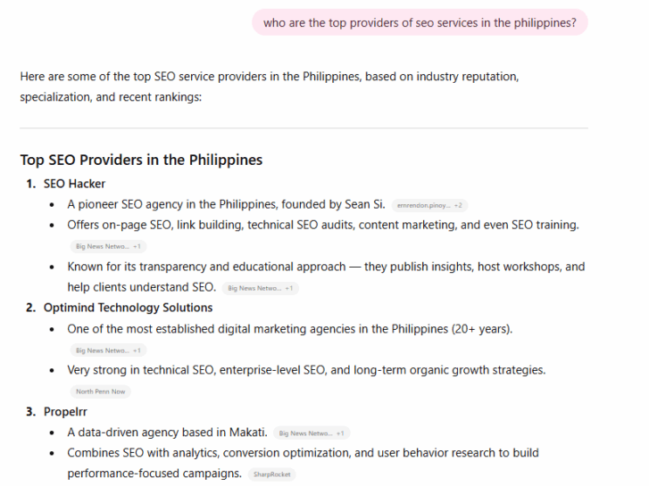 ChatGPT visibility and citation example