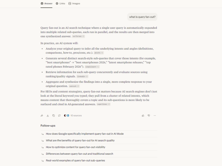 example of query fan out in perplexity AI