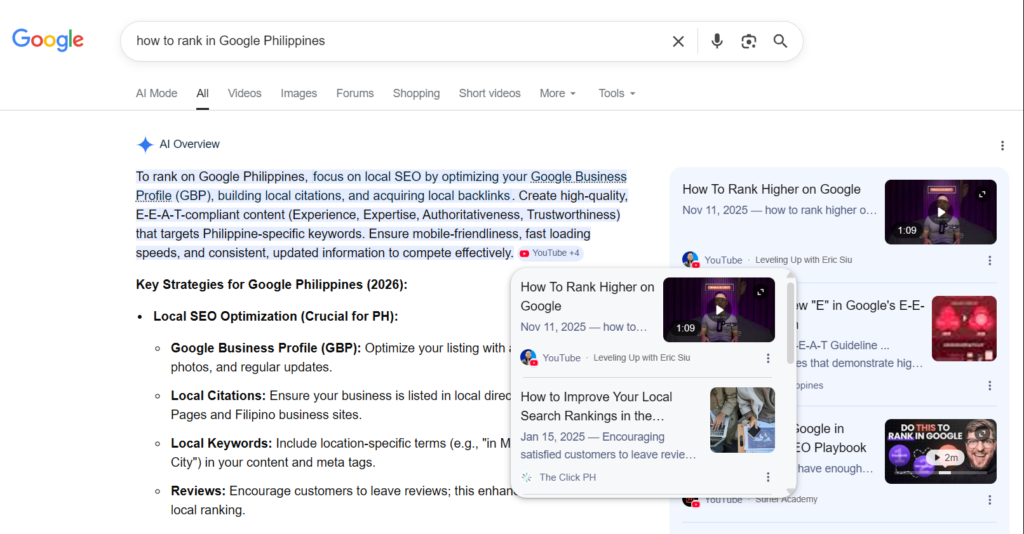 content used in ai overviews for informational queries