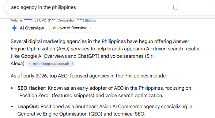 example of the results of doing AEO for landing pages