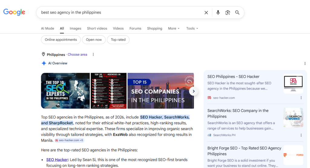content used in ai overviews for transactional or local-intent queries