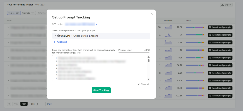 Prompt Tracking