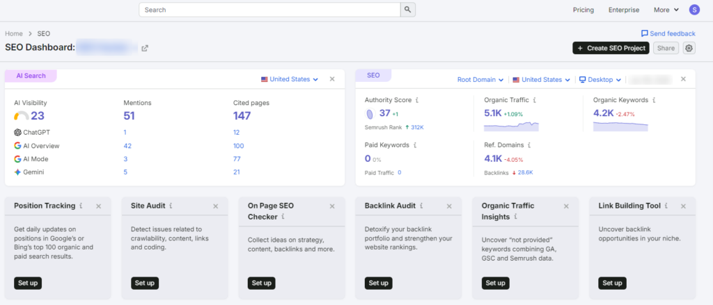 Unified SEO and AI Visibility Dashboard