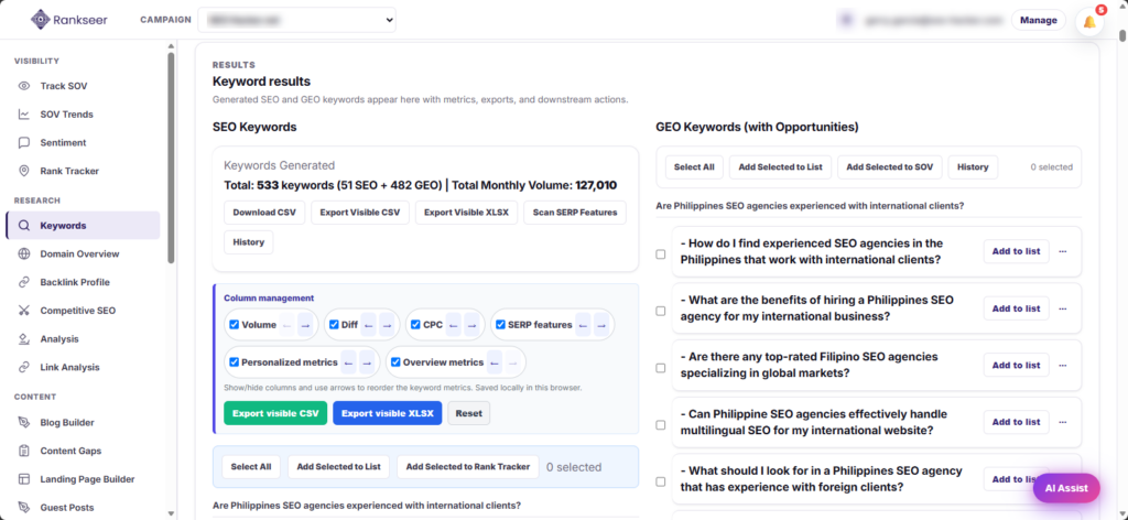 Using Rankseer for Content Generation Tools